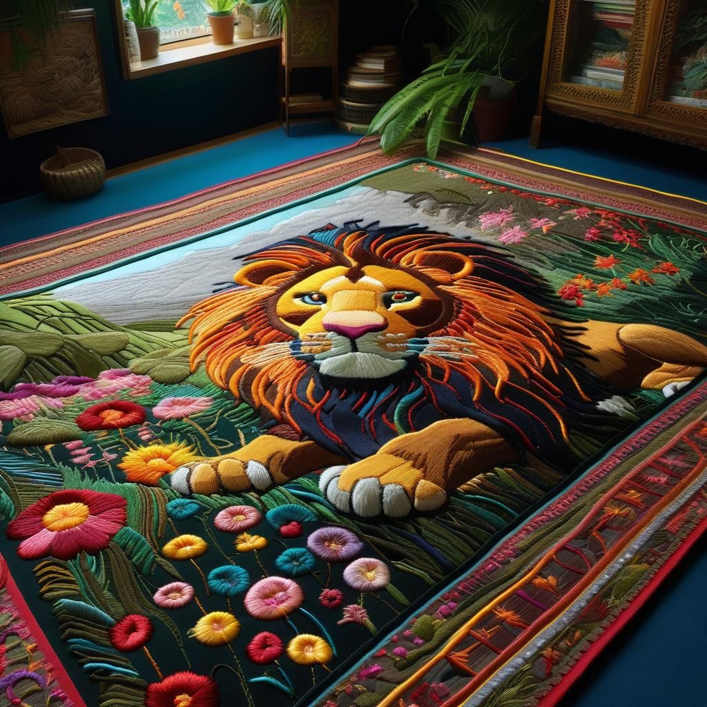 Embroidered rug AI Generated Artwork NightCafe Creator