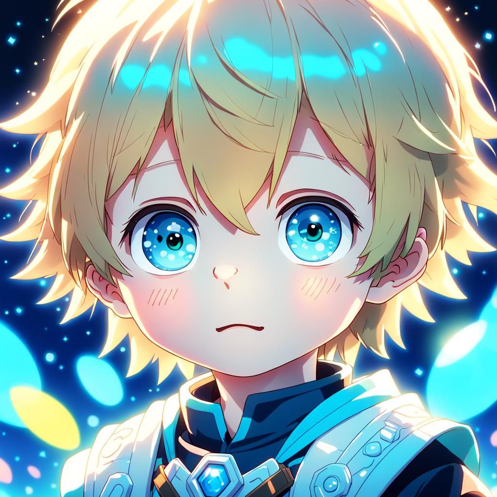 Anime Portrait: Three-Year-Old Boy with Blue Eyes