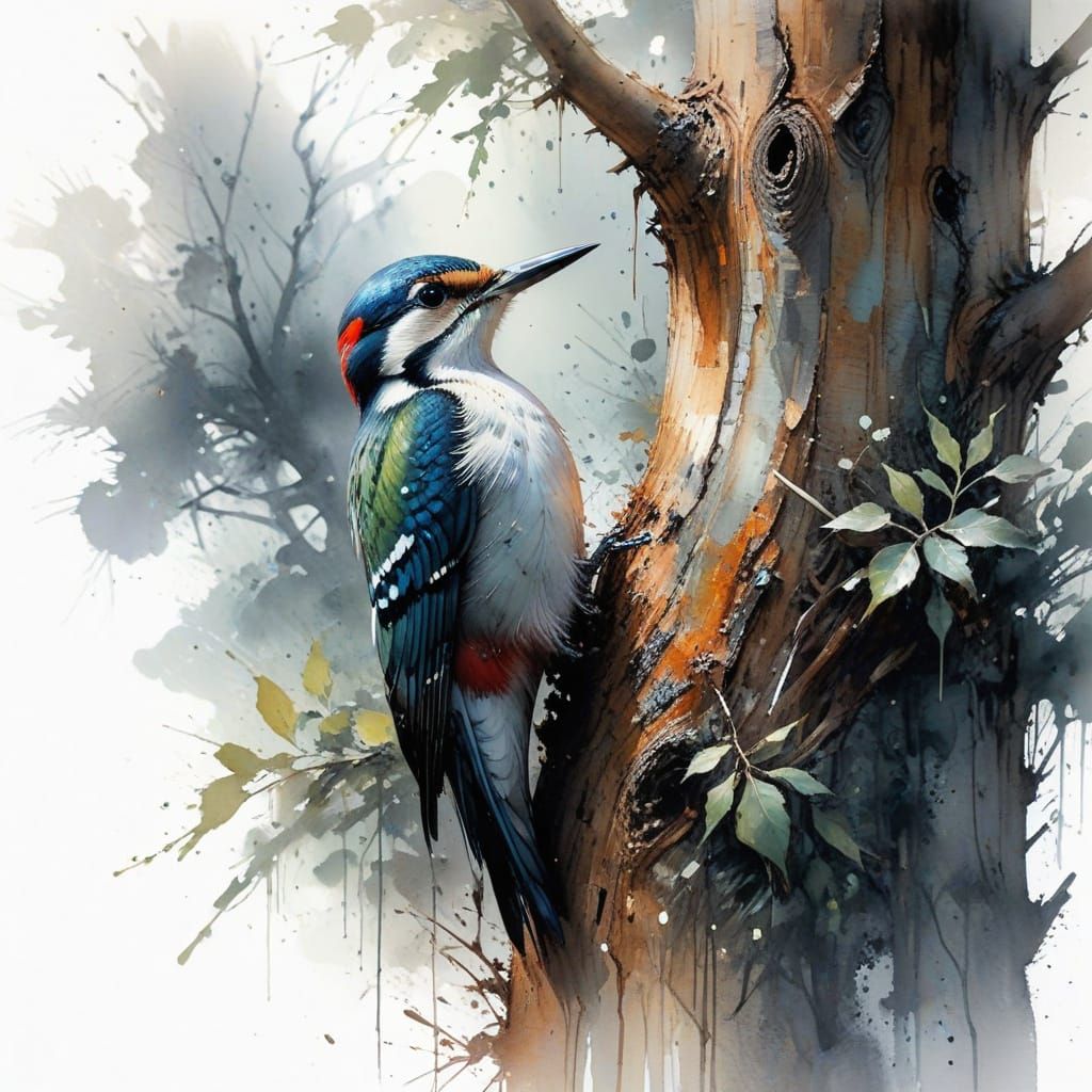 Woodpecker watercolor  by @Victoria G