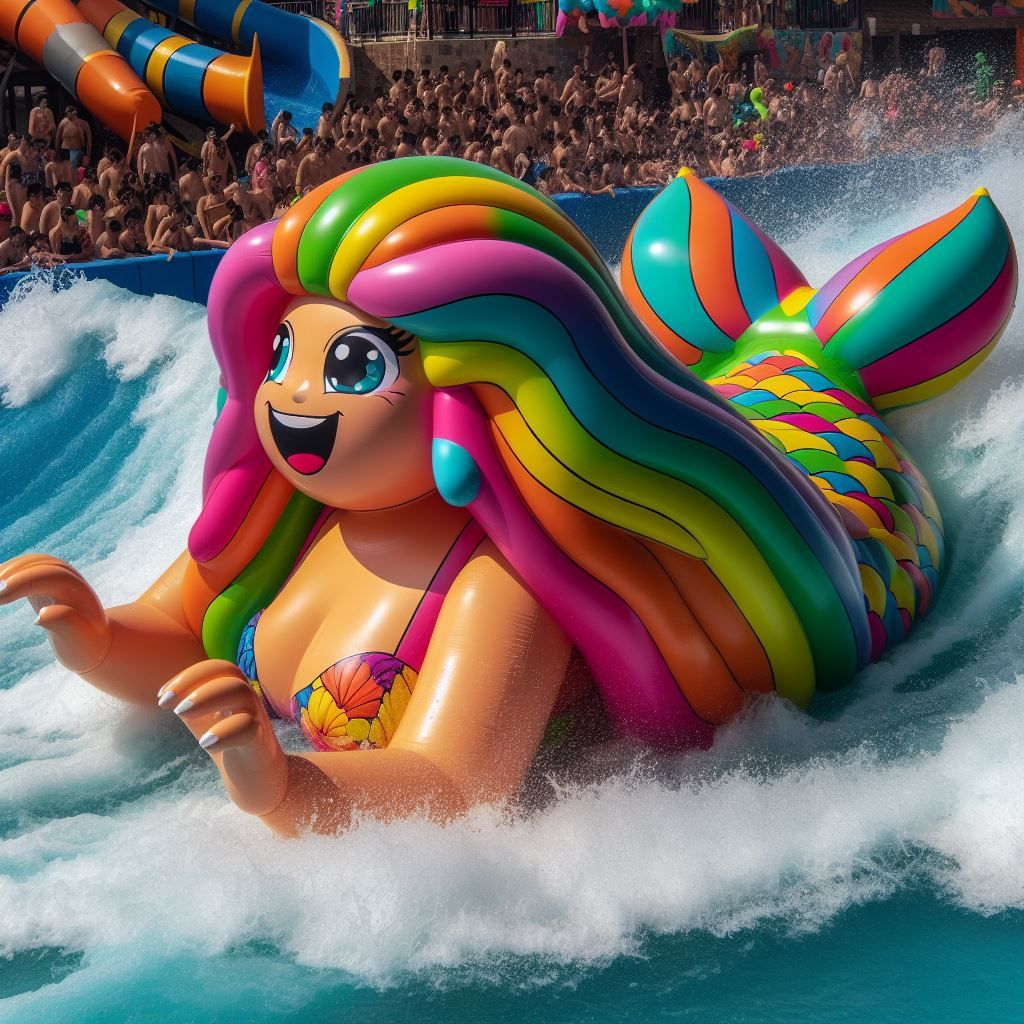 Inflatable mermaid at the waterpark