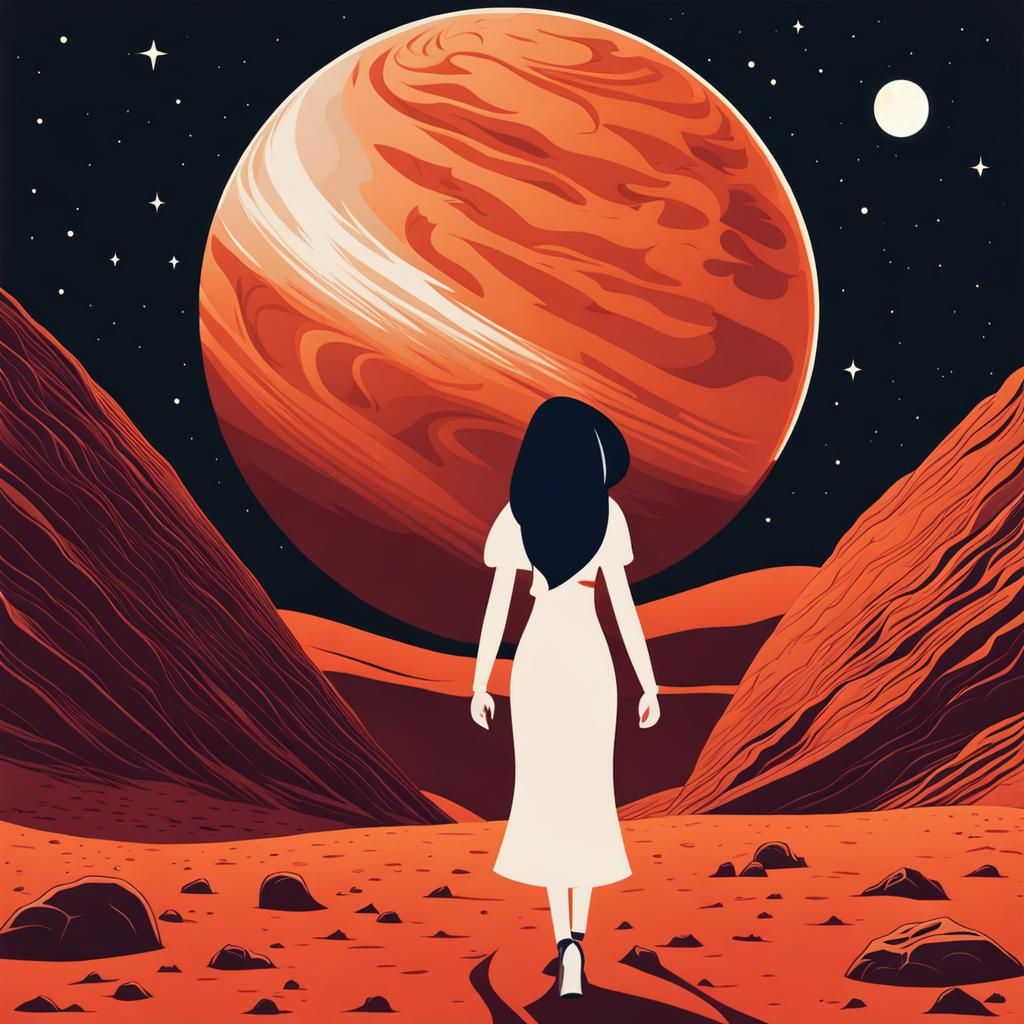 a girl holding her lover hand in mars