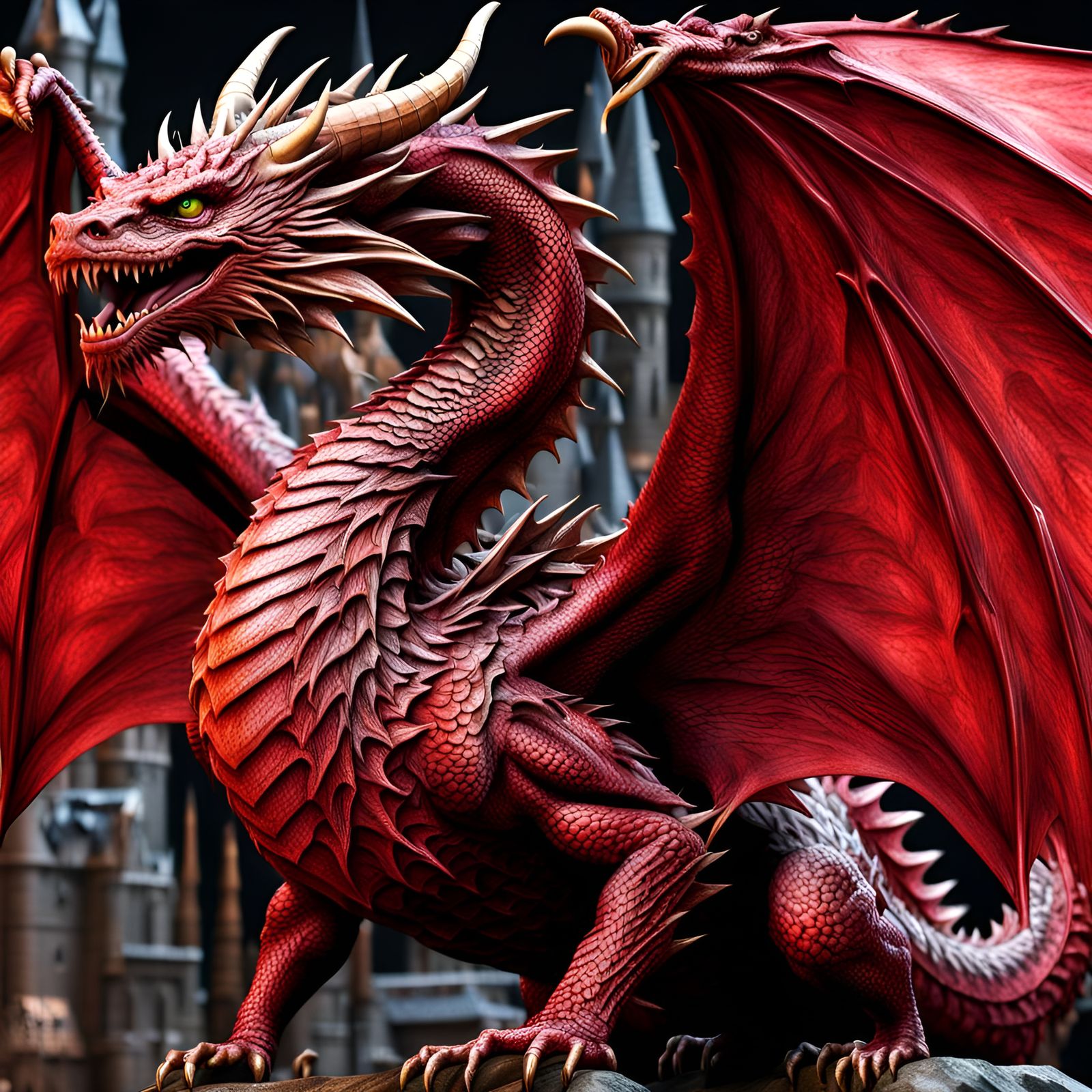 Hyper detailed dragon from Harry Potter,  16K resolution, us...