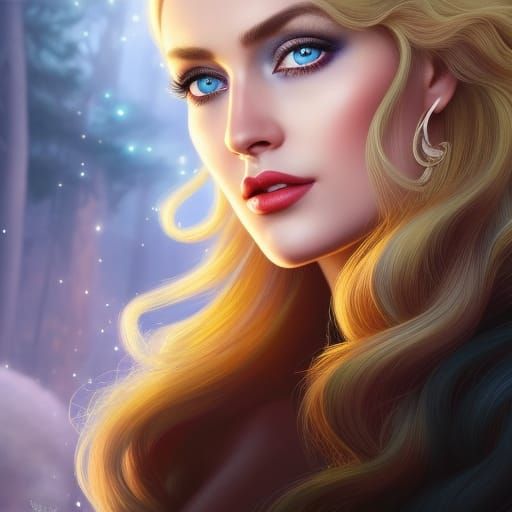 Beautiful Norse Goddess Reflected in Magic Mirror