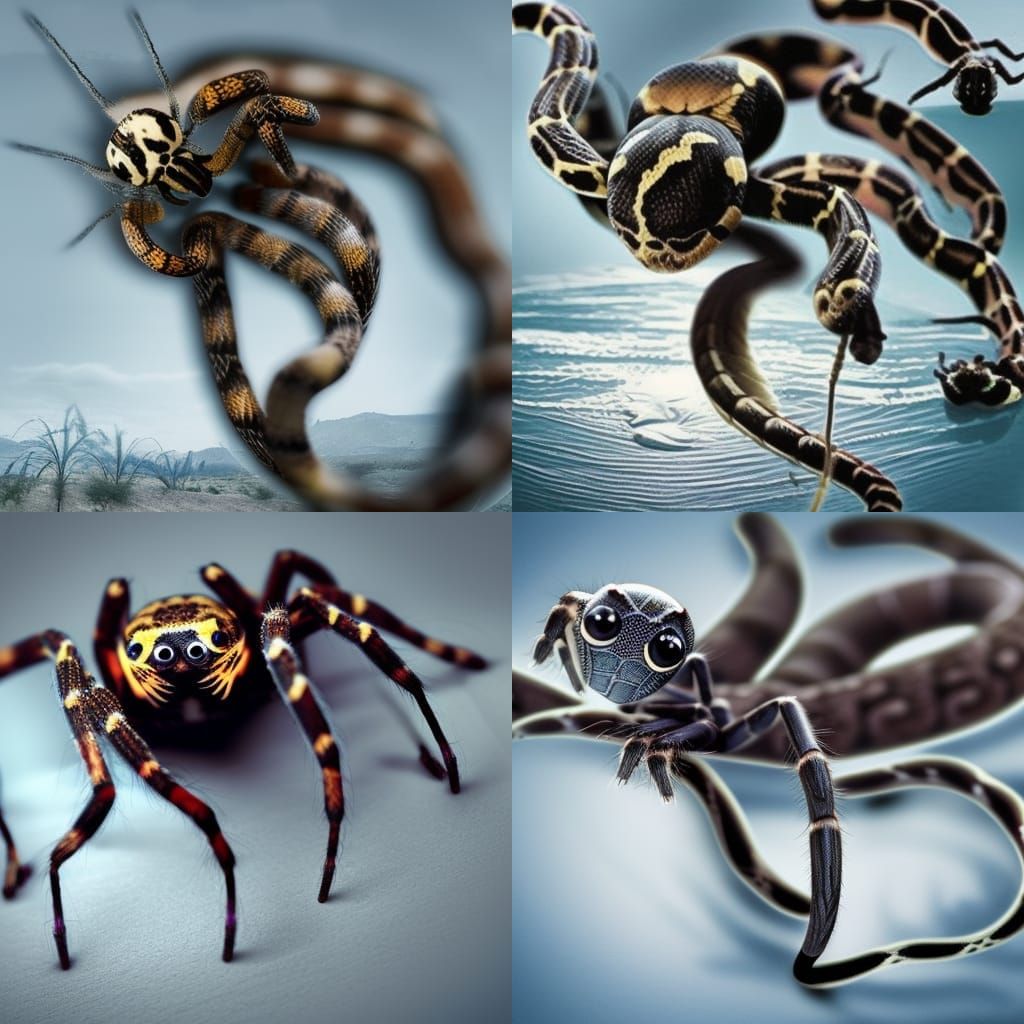Spider combined with Snake, Half spider and half snake, hybr...