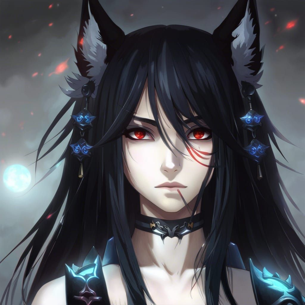 Red-eyed wolf girl 2 - AI Generated Artwork - NightCafe Creator