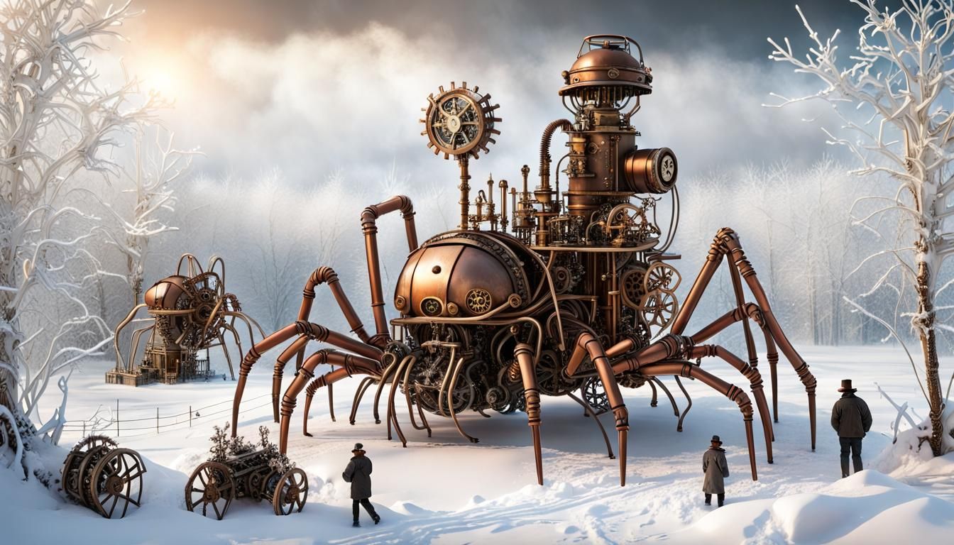 Steampunk spider automaton