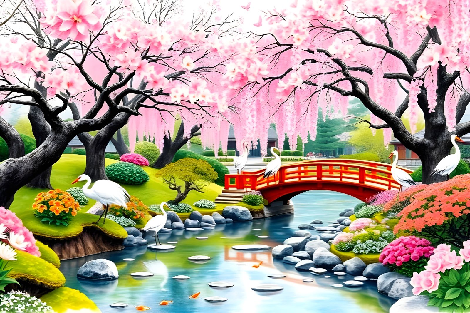 Colorful Spring Japanese Garden  by @Gary Murakami