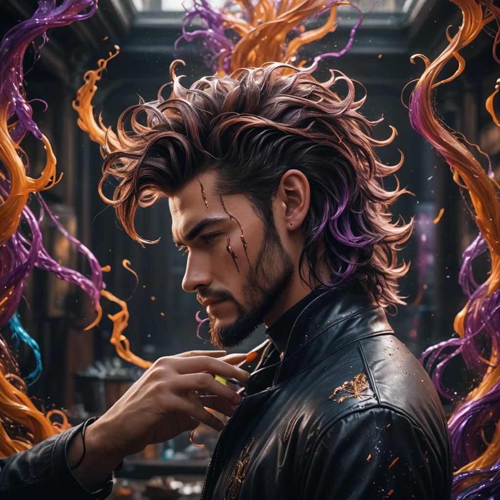 a person styling his hair with hair gel