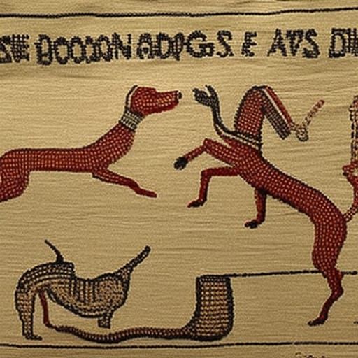 the bayeux tapestry showing dogs jumping through hoops