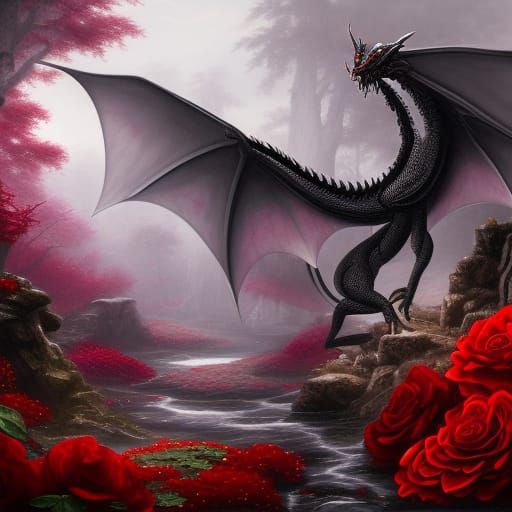 ying und yang, Buraki, White and black dragons, black and re...