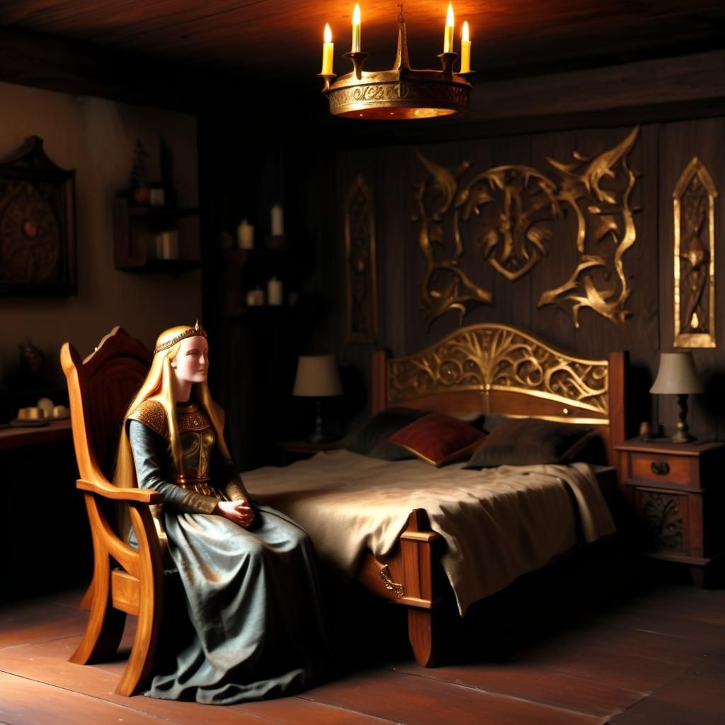 Beautiful Brunhild in a room