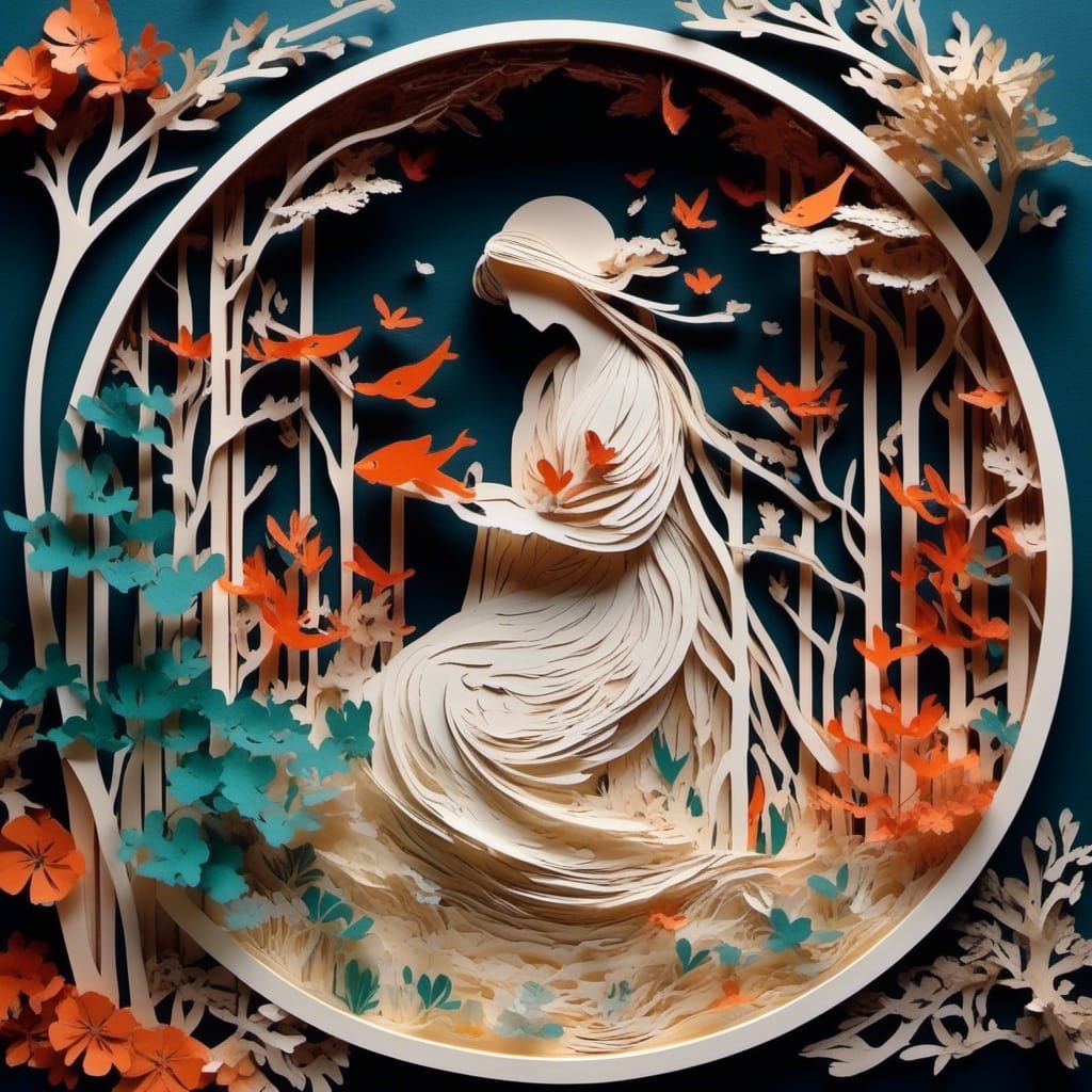 Abstract Papercut Design with Layered Shapes