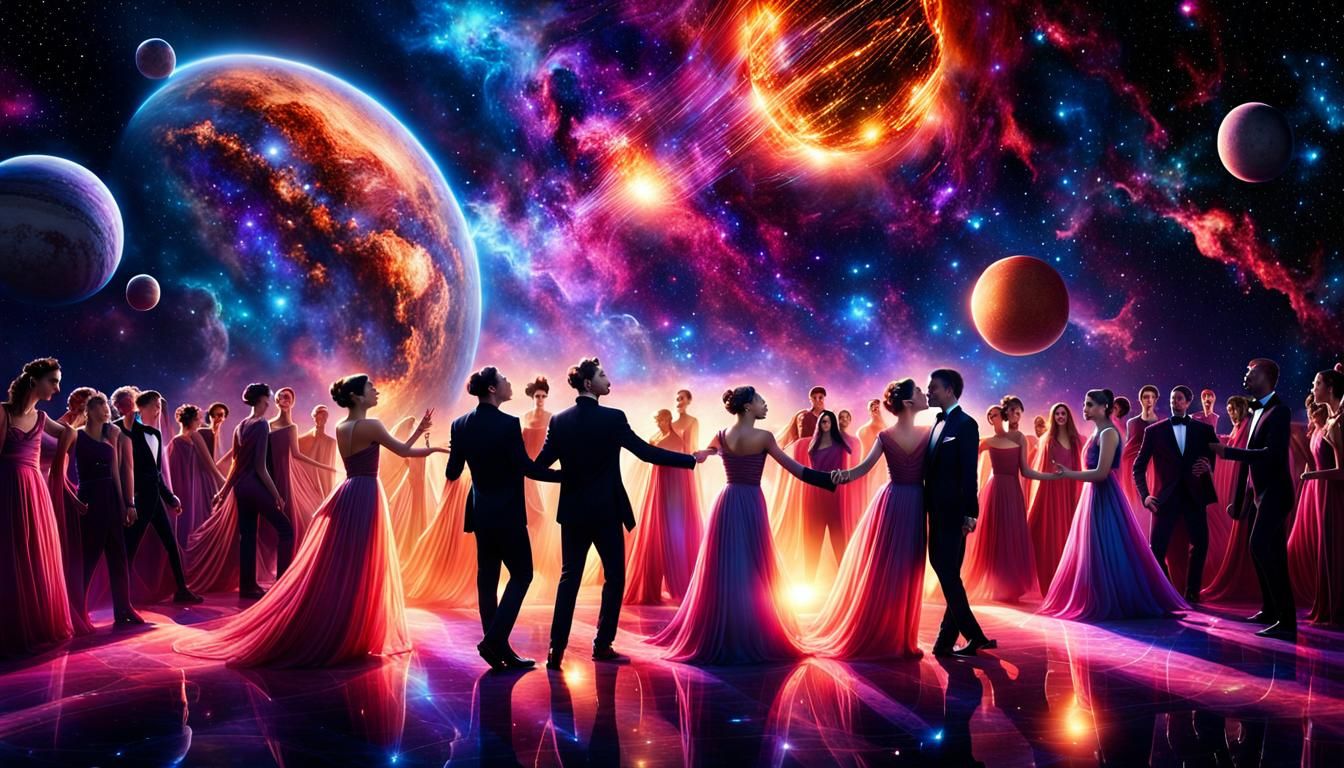 “Imagine a celestial ballroom where galaxies collide on the ...