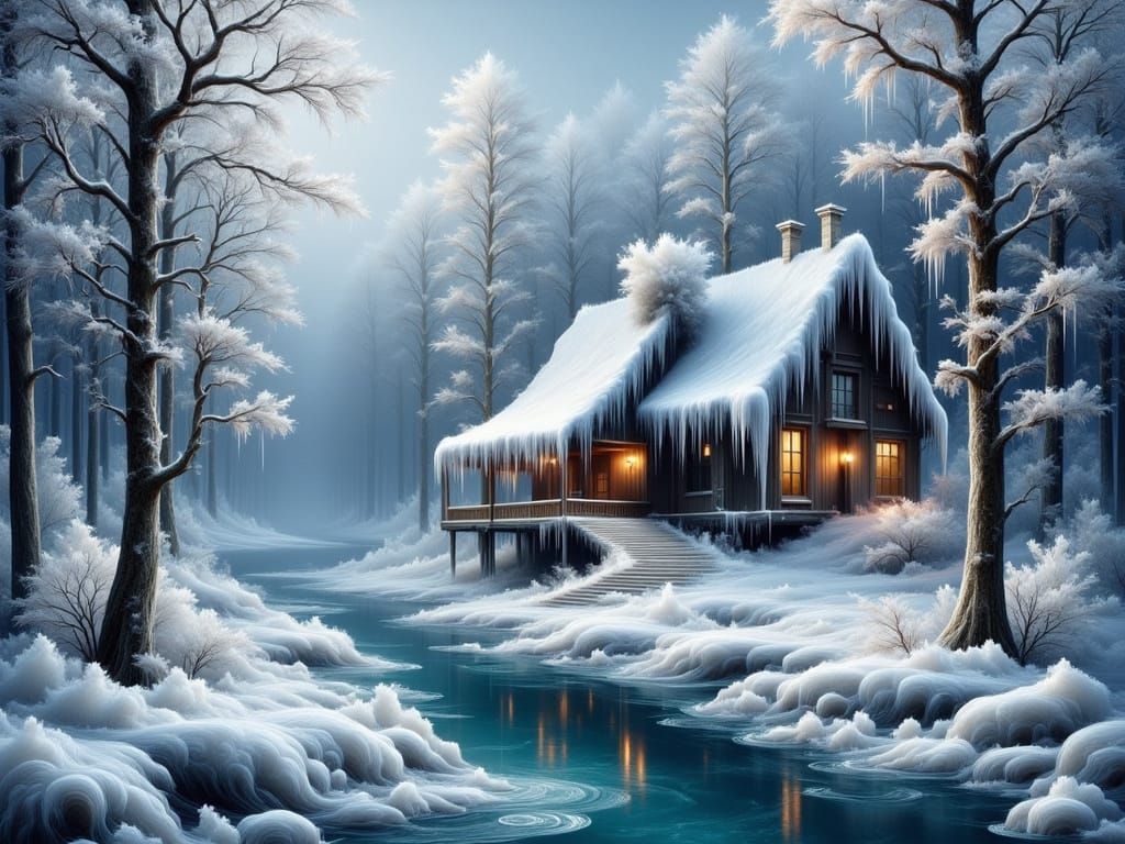 Snowy Mountain Cabin Hideaway  by @A Secret McDaniel