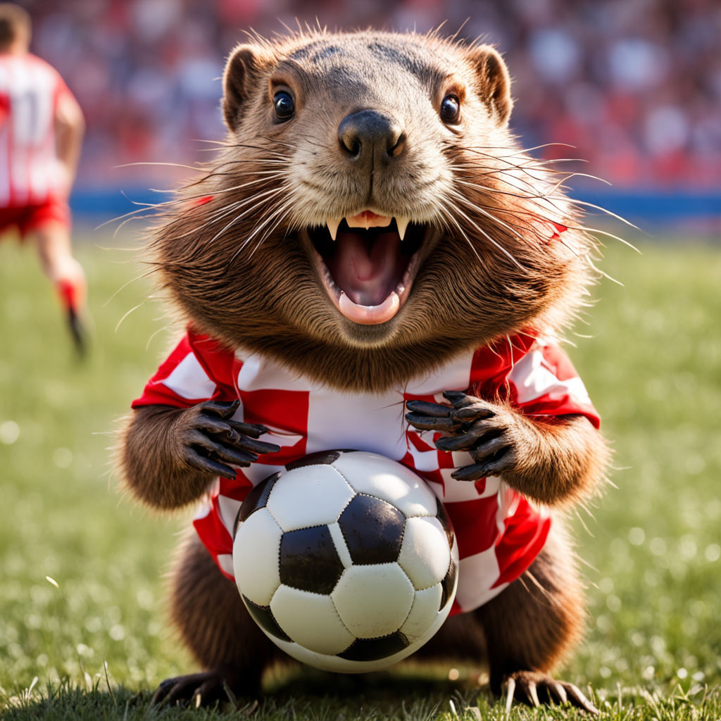 cute beaver is ready for European Football Championship