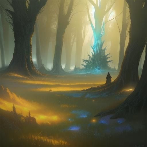 Mystical Forest: Ethereal Tree in Fantasy Landscape