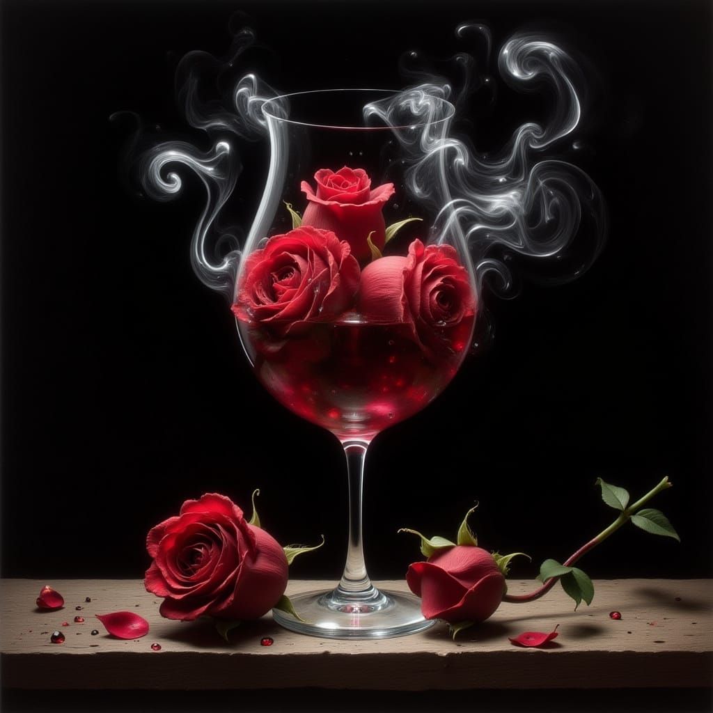 Sensual Wine and Roses in a Dreamy, Old Master's Style