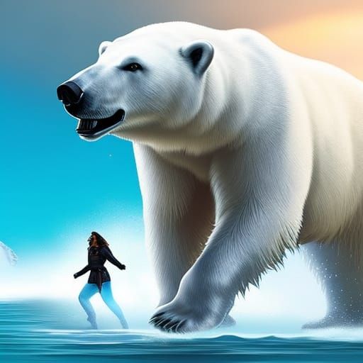 woman turning into a polar bear