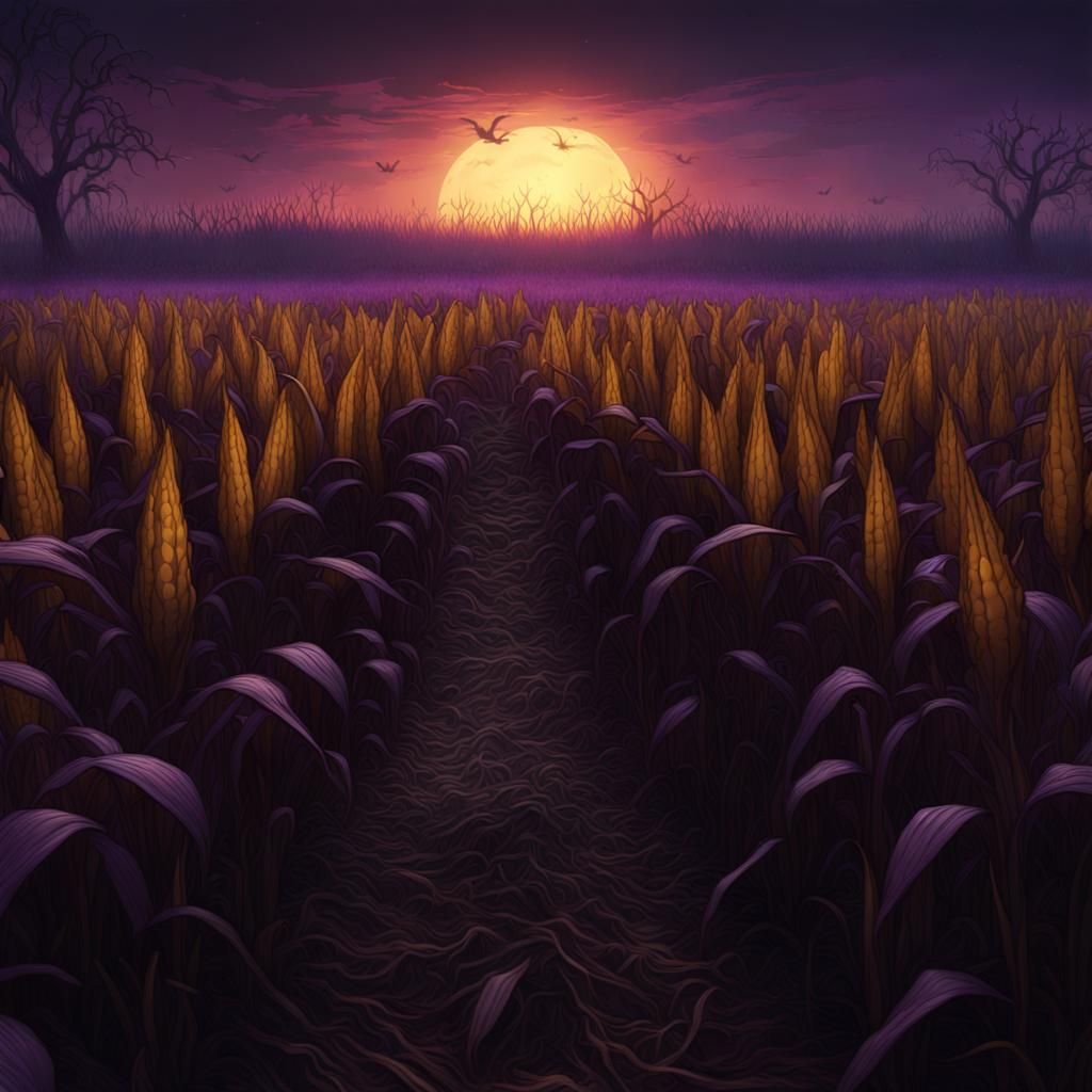 A spooky cornfield - AI Generated Artwork - NightCafe Creator