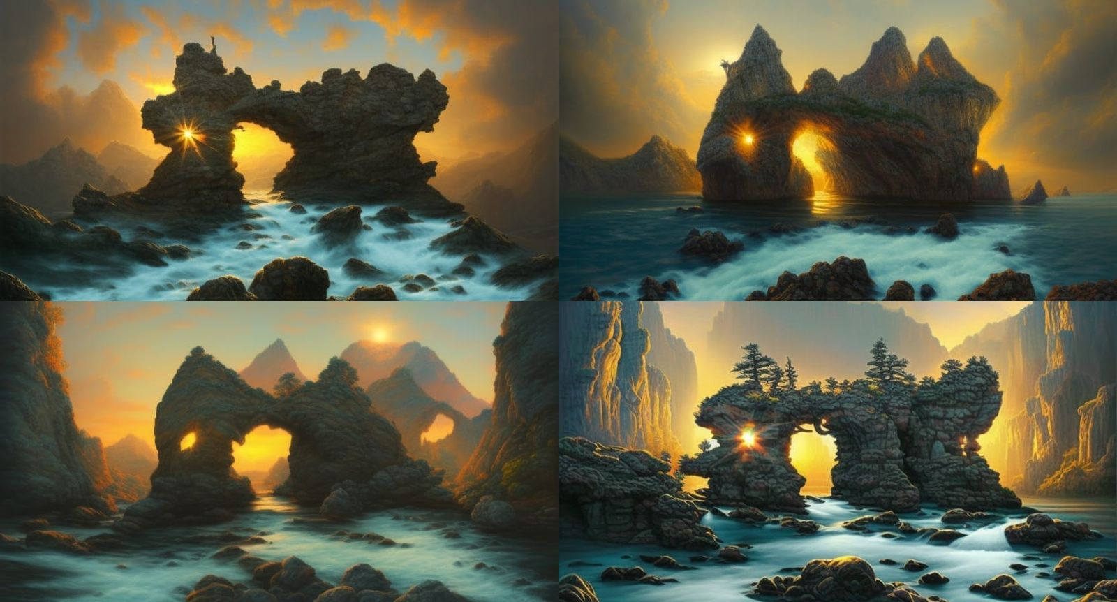 sunny  Gorgeous hyper detailed Waterfall and rock mountain- ...