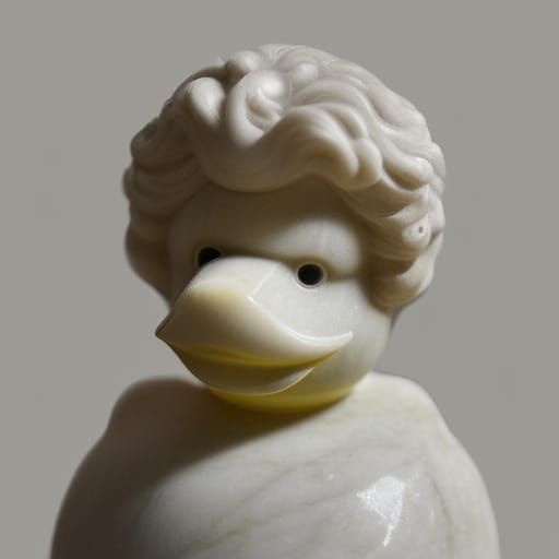 Rubber duck, Greek classical statue, marble