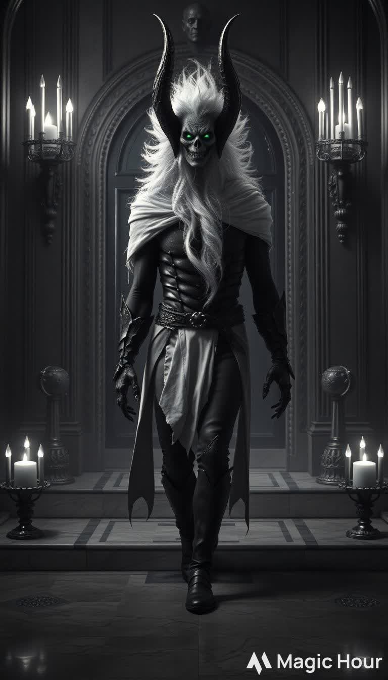 Haunting realistic painting horror art creations of my tall cosmic deity evil original character Ultimar himself very ev...