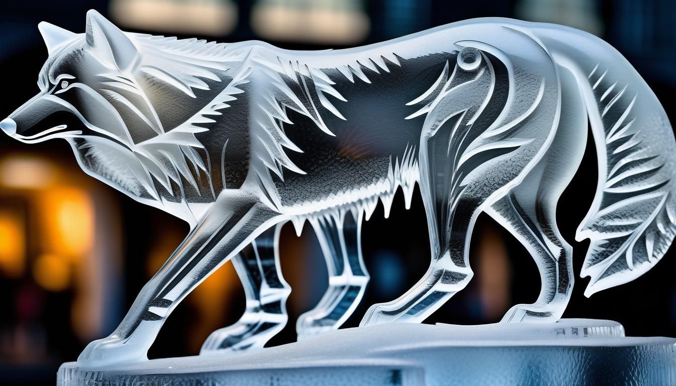 Ice sculpture of a artic wolf - AI Generated Artwork - NightCafe Creator