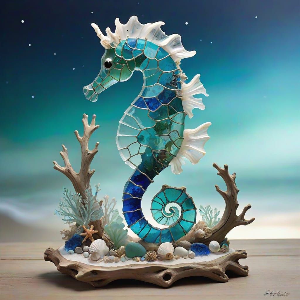 Sea horse sculpture  by @Midnight Shadow Dezinez