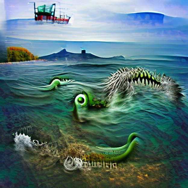 A photograph of a sea monster