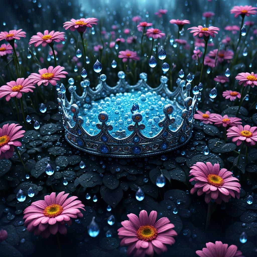 dew drops on crown - AI Generated Artwork - NightCafe Creator