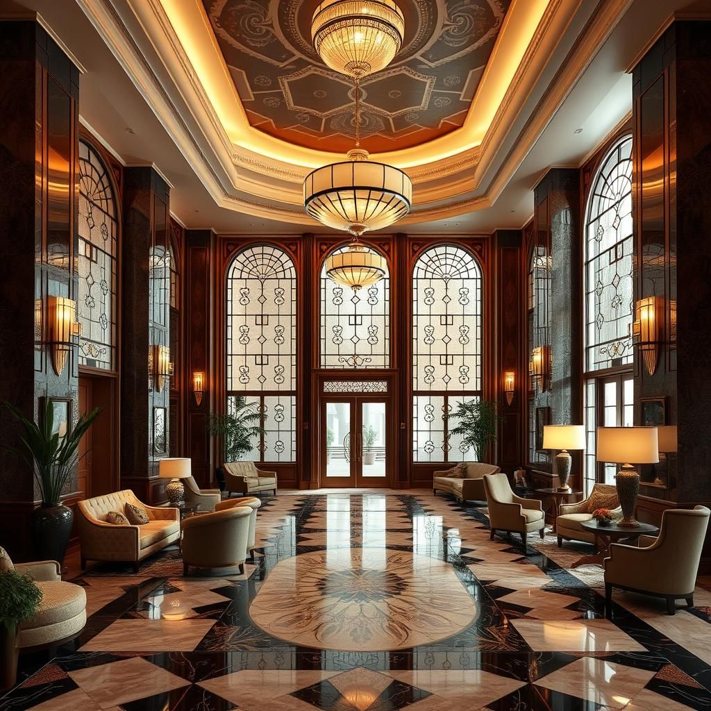 Art Deco interior design in a hotel lobby   by @PrincessGina