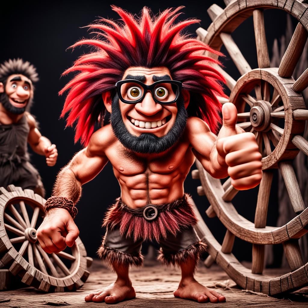 Caveman Scientists - "We Did It, We Invented The Wheel!"