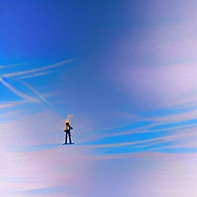 a human on the blue sky