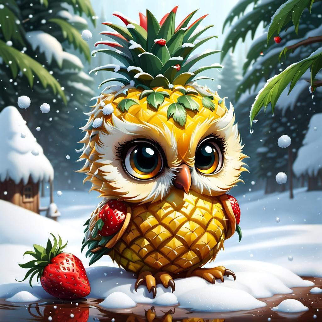 Chibi Strawberry Pineapple Owl   by @MsRenae 