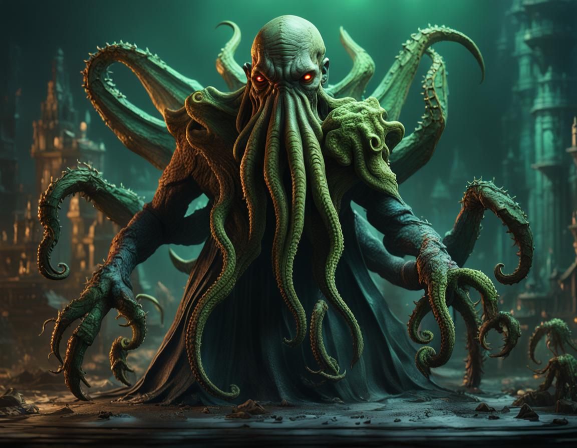 action figure of cthulhu, masterpiece, detailed matte painting, deep ...