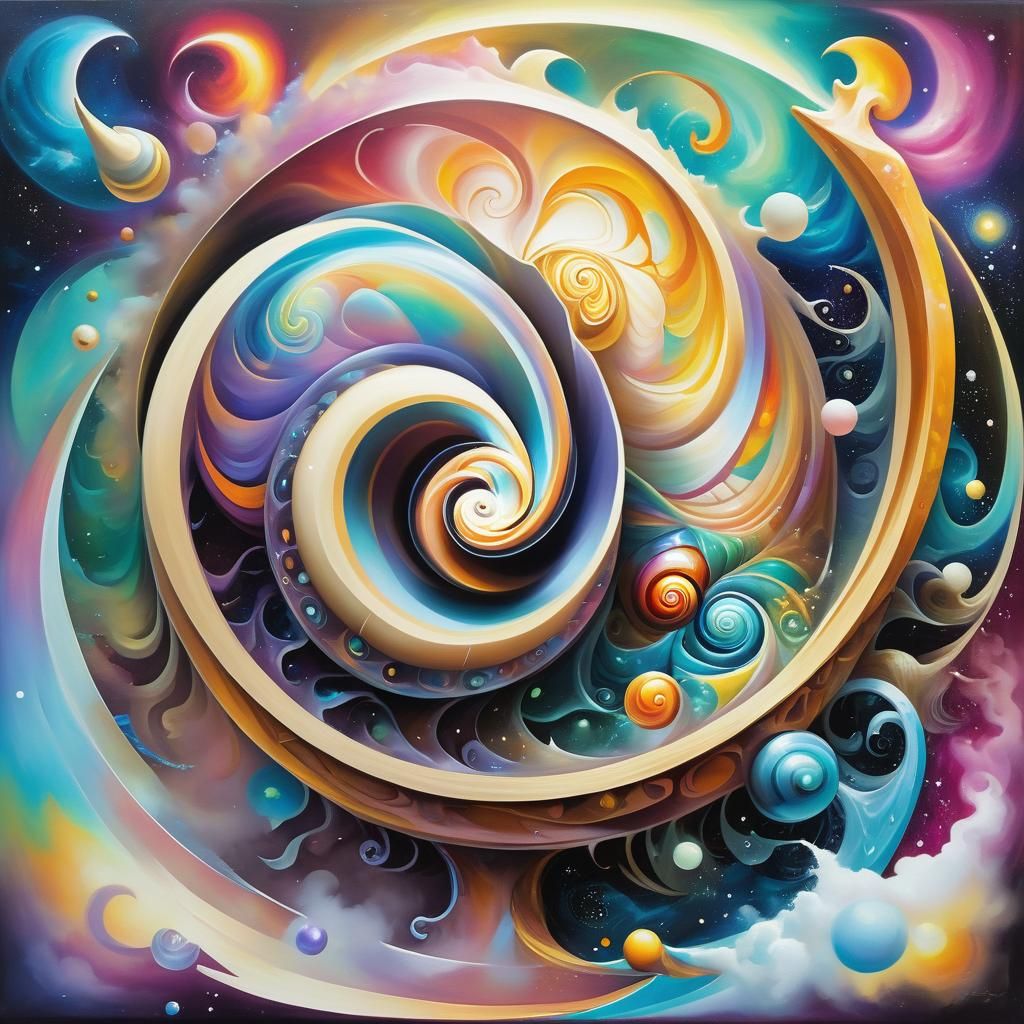 Ethereal Crystalline Metamorphosis Cubism, a cosmic Snail wh...