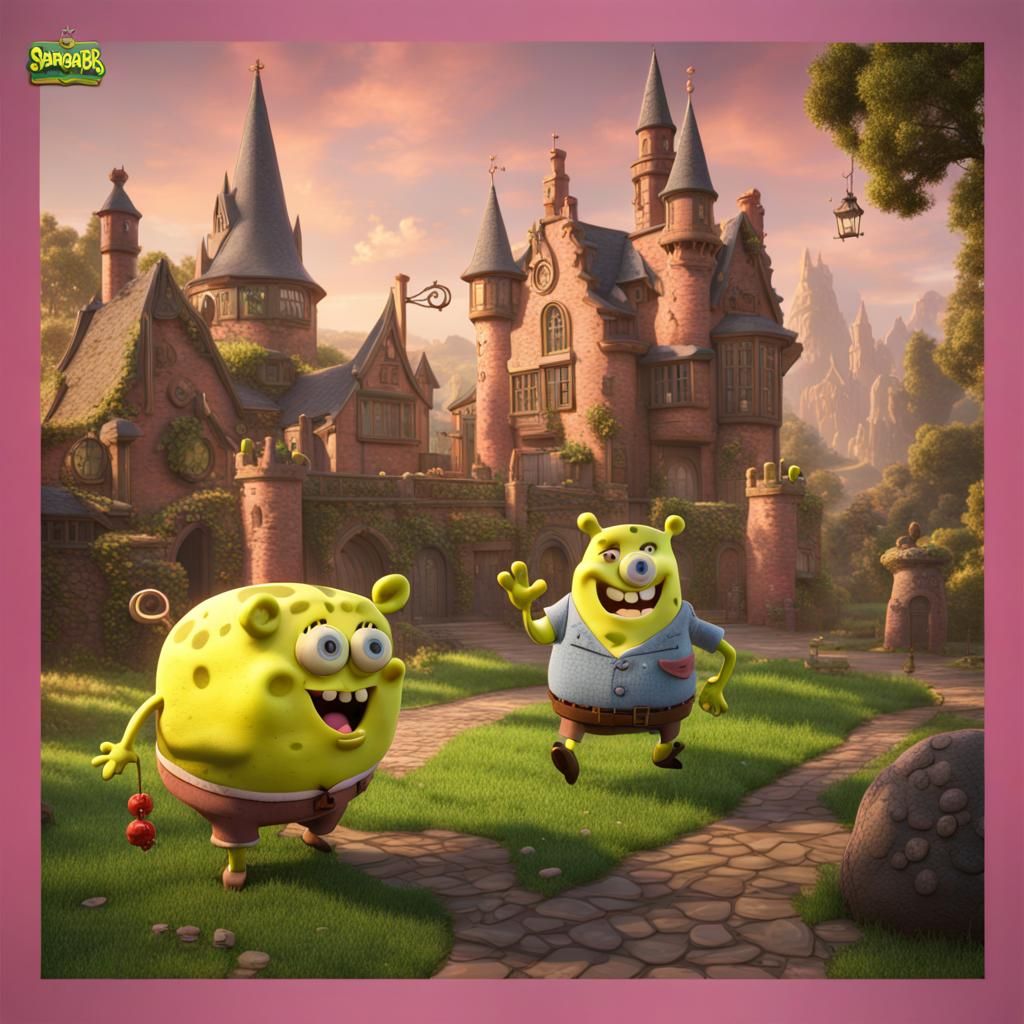 corrupted SpongeBob and Pepa pig with shrek