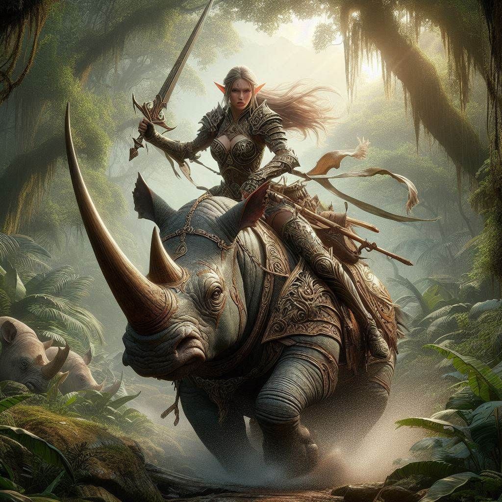 Elf Warrior on Rhino