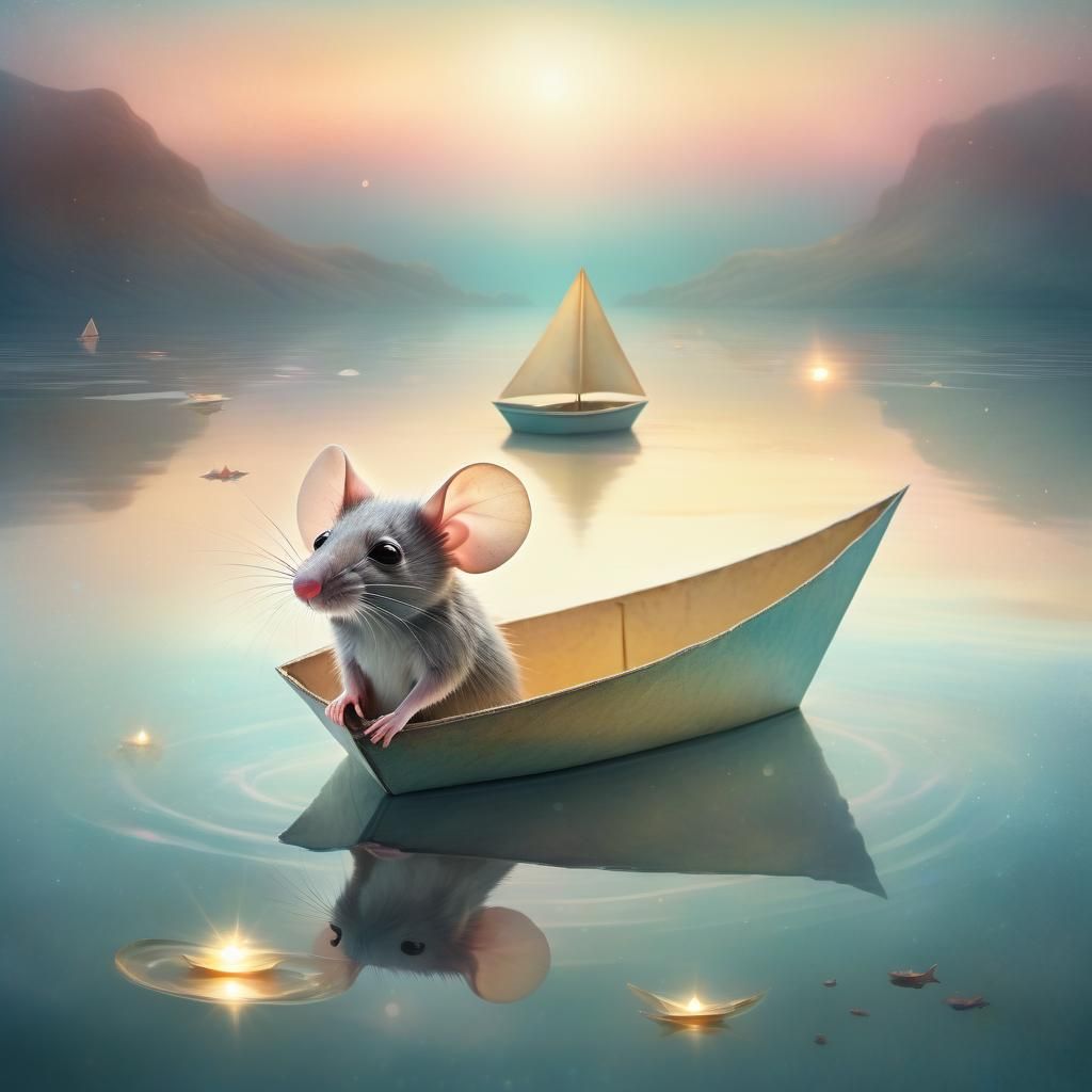 mouse on paper boat