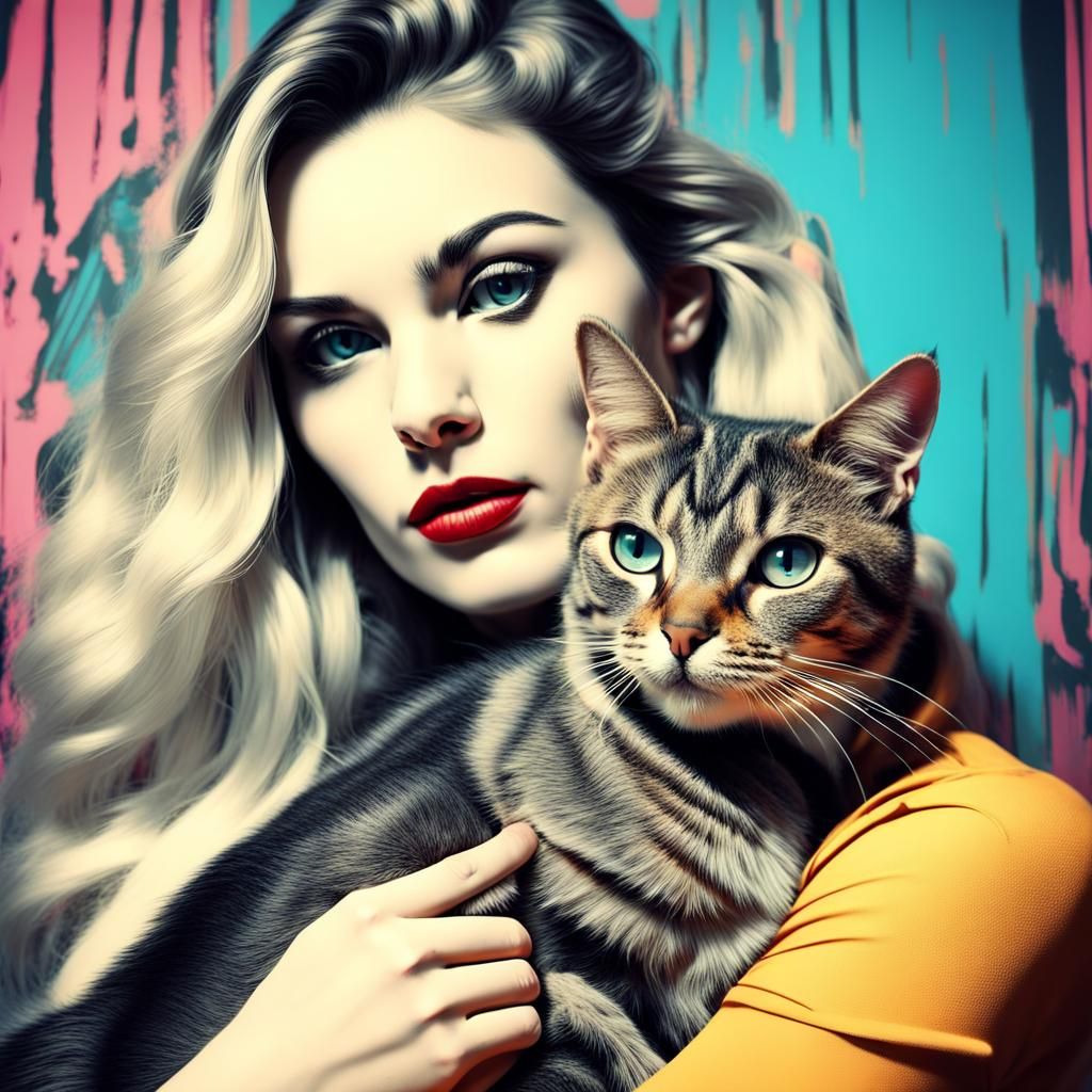 Cat Lady - Lucky 13 - AI Generated Artwork - NightCafe Creator