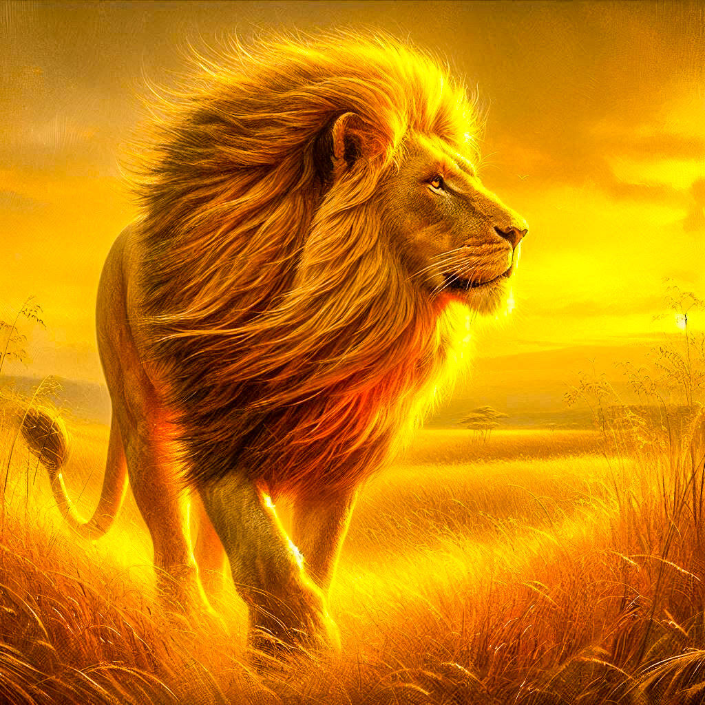 Lion's Dawn: The Serengeti's Flame