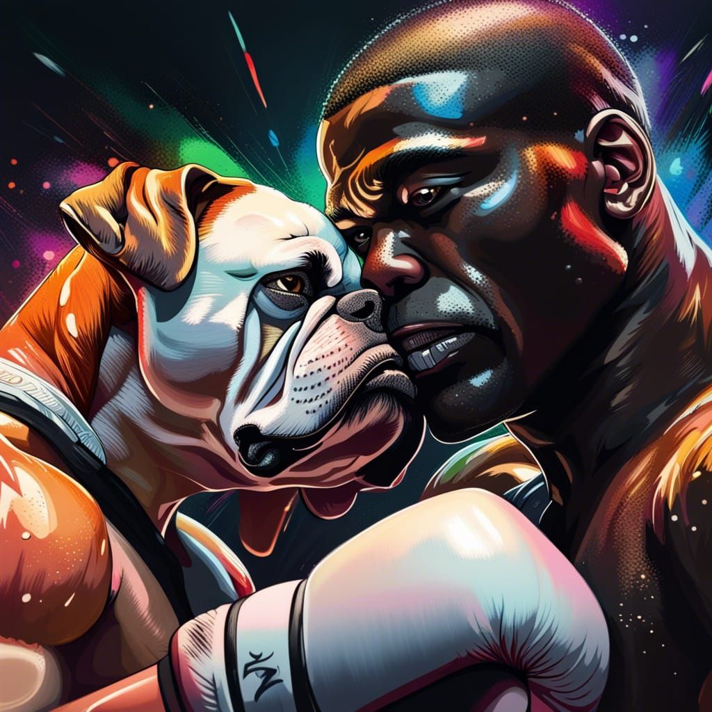 Black boxer hug white boxer?