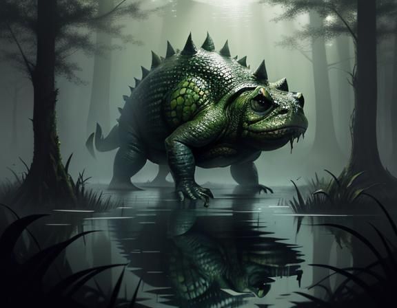 a bullywug in a swamp