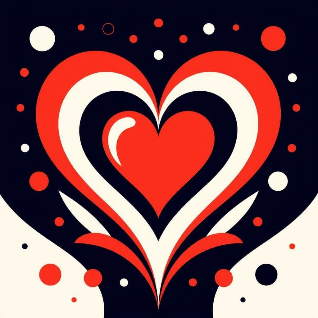 Create a drawing of a red heart on a black background for me.