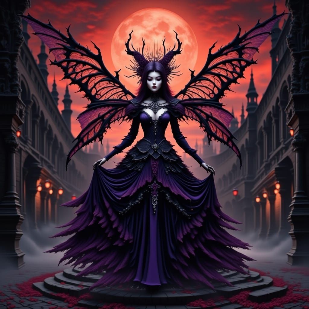 Fairy princess in a dark moody outfit  