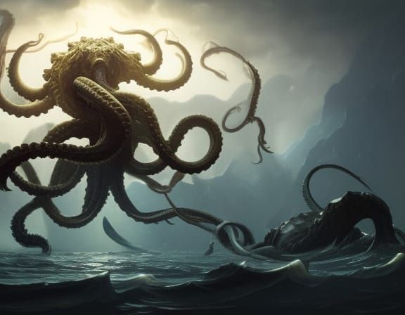 Kraken vs Perseus - AI Generated Artwork - NightCafe Creator