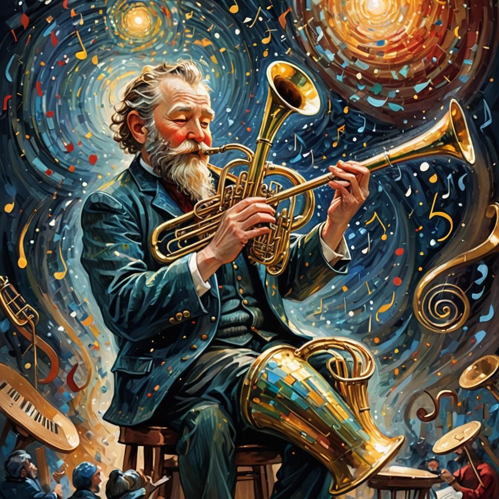 AI FAIL; Adorable little dwarf playing a magical tuba, puffed red