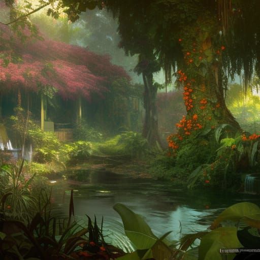 Pretty house in jungle forest