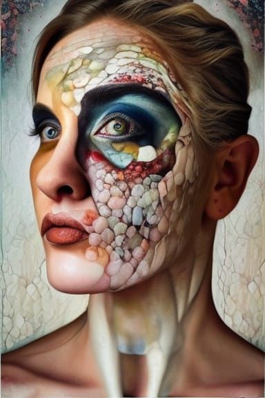 Glowing Goddess in Disintegrating Watercolor Punk Splendor