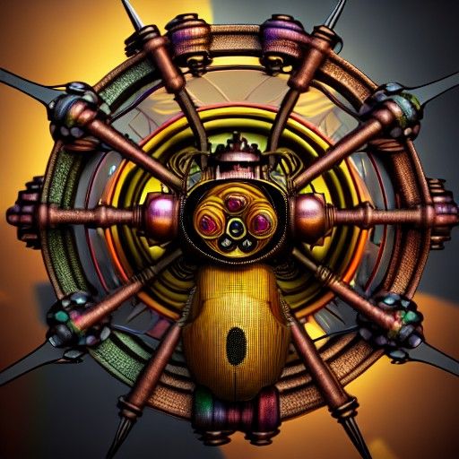 Steampunk Bumblebee with steampunk wings, colorful, bright r...